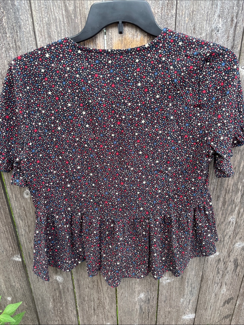 Madewell Black Star-Print Peplum Button-Front Blouse - Picture 6 of 6